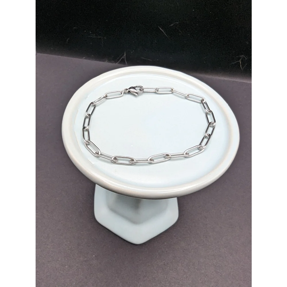 XXS Stainless Steel Paper Clip Chain Stackable Bracelet 6 inch - Picture 2 of 5